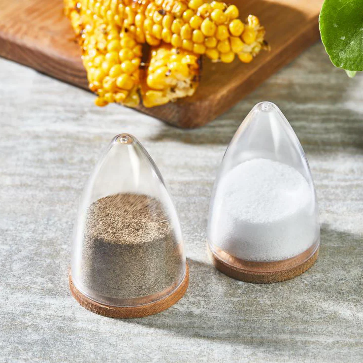 Acrylic Salt and Pepper Set with Wooden Base - Lunaz Shop