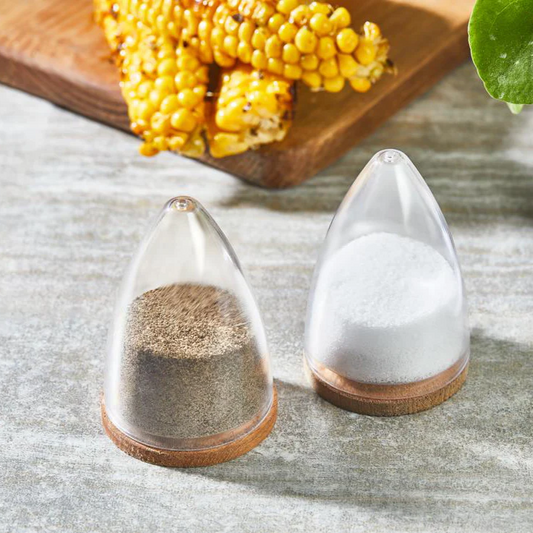 Acrylic Salt and Pepper Set with Wooden Base - Lunaz Shop