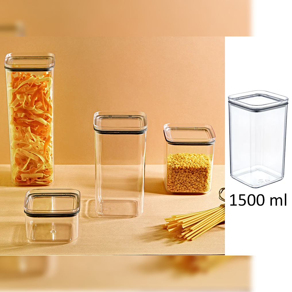 Airtight Squared Food Jar 1.5 lt - Lunaz Shop