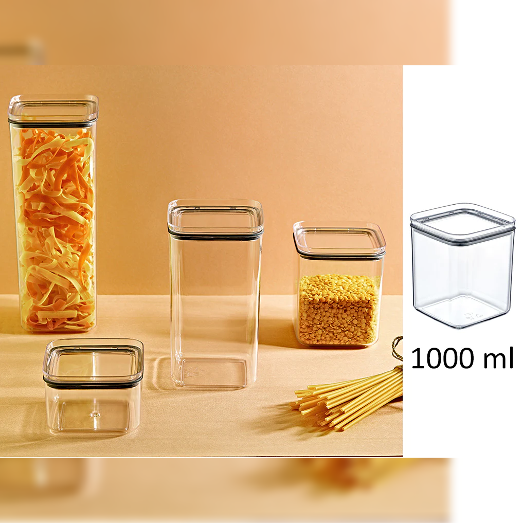 Airtight Squared Food Jar 1 lt - Lunaz Shop