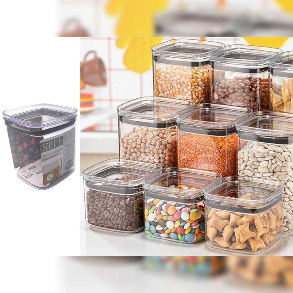 Airtight Squared chef Food Jar 1 lt - Lunaz Shop