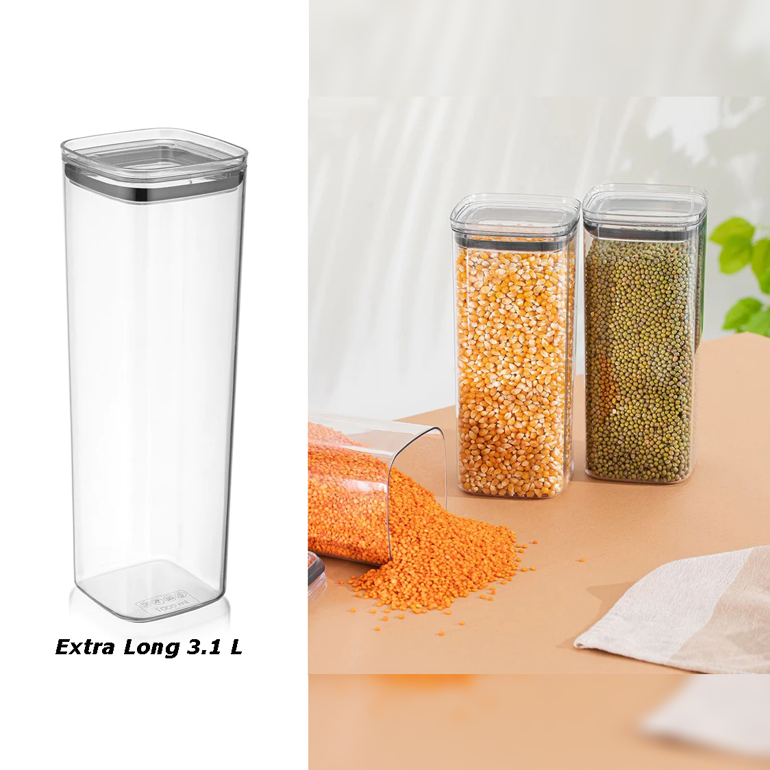 Airtight Squared chef Food Jar 3.1 lt - Lunaz Shop