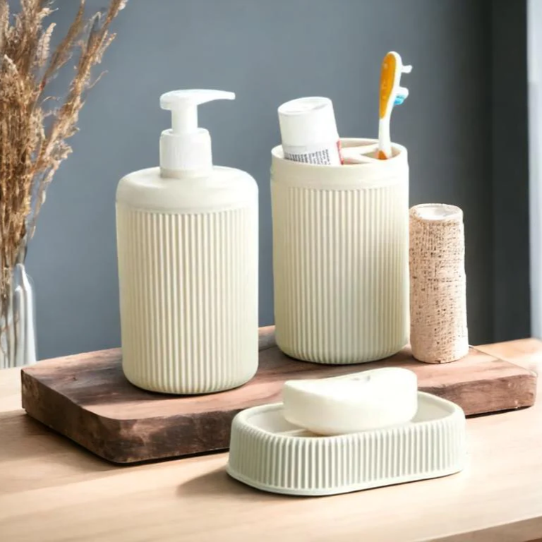 Alesta 3 Pieces Plastic Bathroom Accessories Set - Lunaz Shop