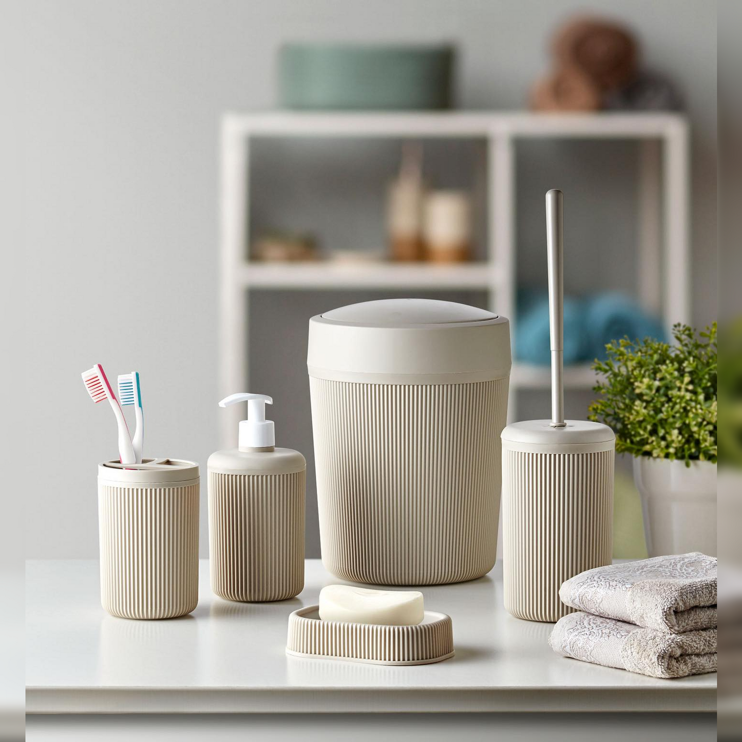 Alesta 5 Pieces Plastic Bathroom Accessories Set - Lunaz Shop