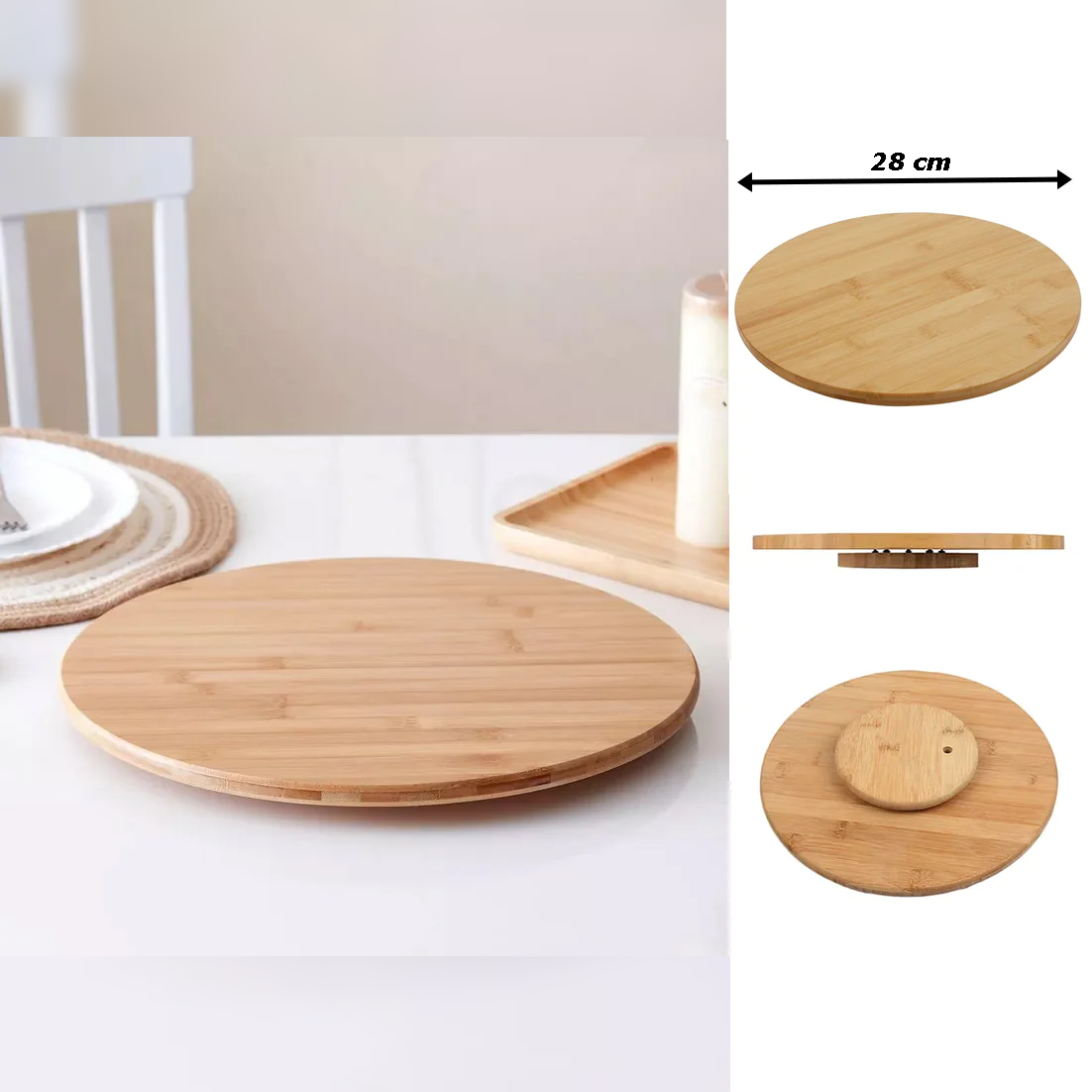 Bamboo Lazy Susan 28 cm - Lunaz Shop