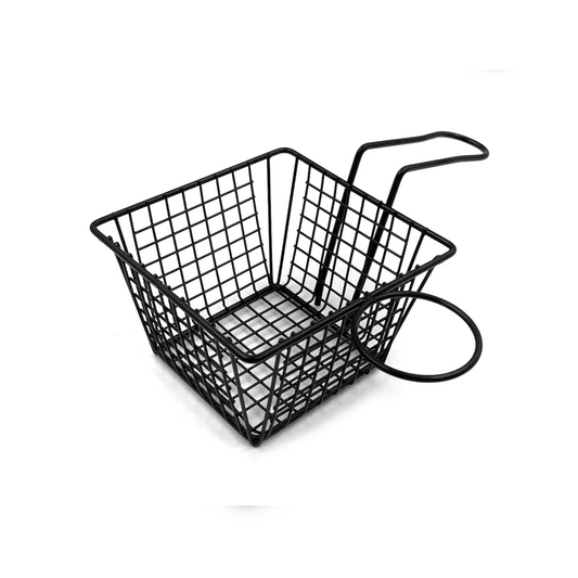 Black Big Squared French Fry Serving Basket 12.5 cm - Lunaz Shop