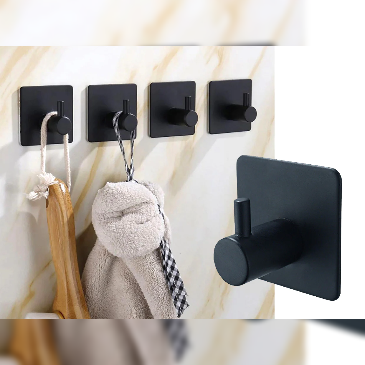 Black SS304 Hanger with strong 3M sticking back - Lunaz Shop