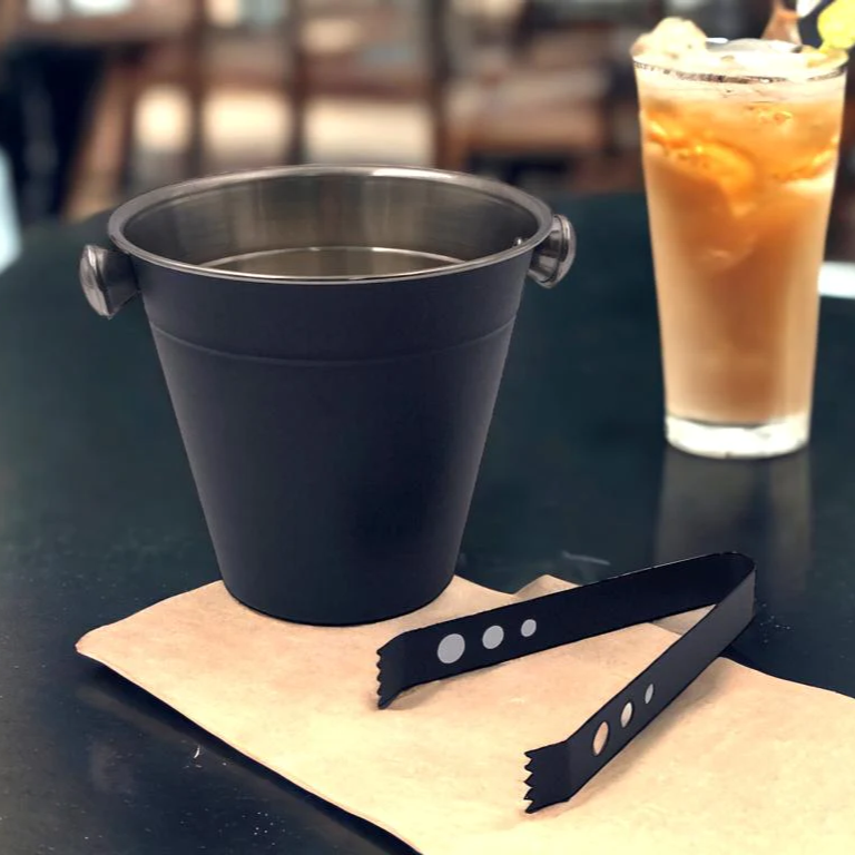 Black Stainless Steel Ice Bucket with Tong - Lunaz Shop