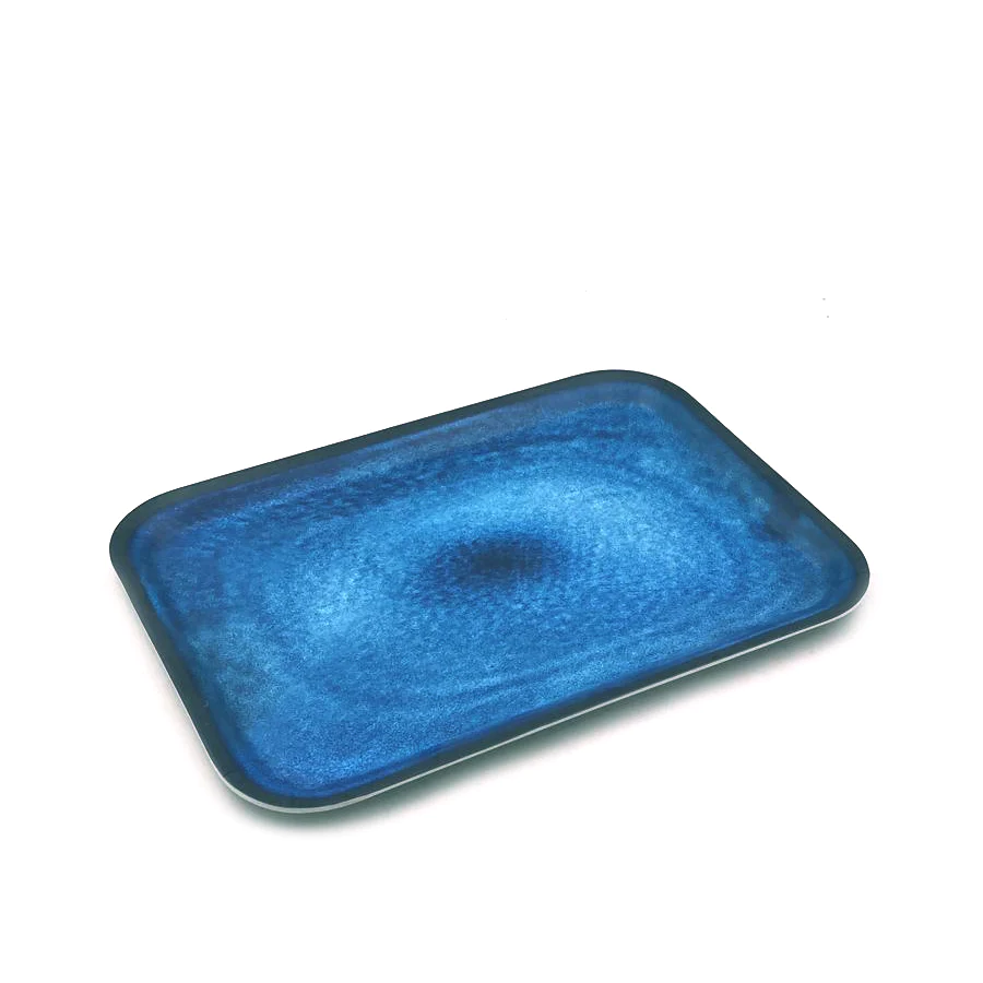 Bleu Marble Melamine Rectangular Tray; 15" - Lunaz Shop