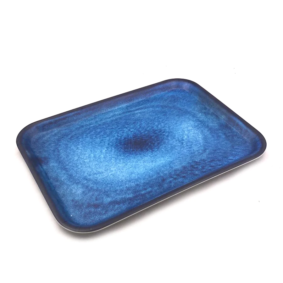 Bleu Marble Melamine Rectangular Tray; 17" - Lunaz Shop