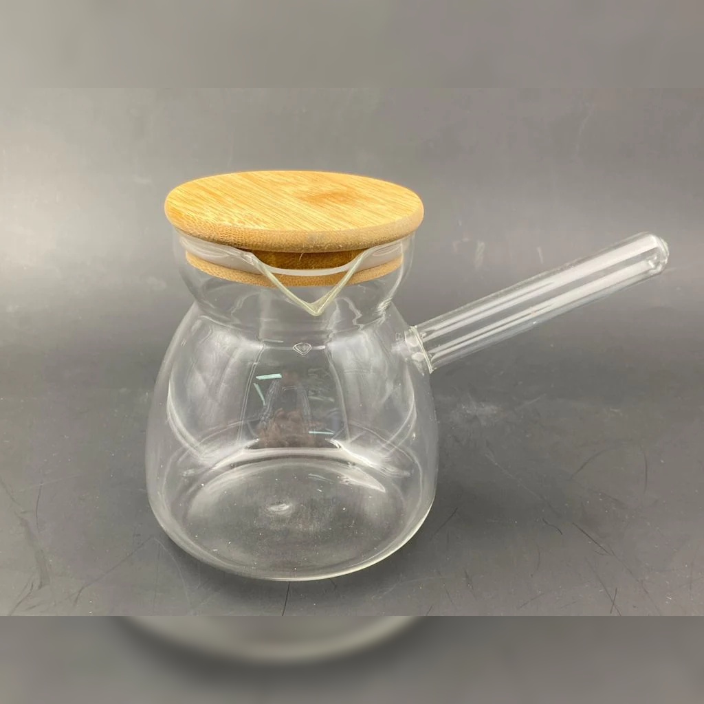 Borosilicate Glass Coffee Pot wooden cover 600ml - Lunaz Shop