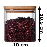 Borosilicate Glass Squared Jar Wood Cover 550 ml-Lunaz Shop