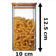 Borosilicate Glass Squared Jar Wood Cover 750 ml - Lunaz Shop