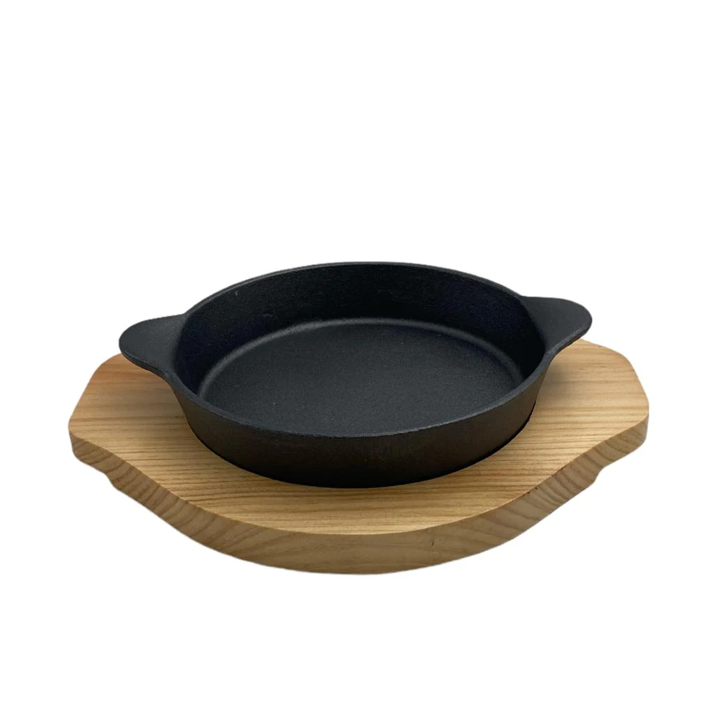 Fajita Pan, Platter, Cast Iron, Wooden Stand