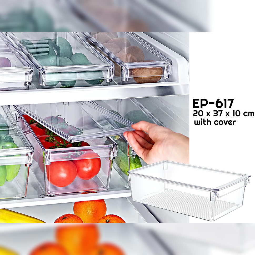 Clear Fridge Organizer with Cover 37 x 20 x 10 cm - Lunaz Shop