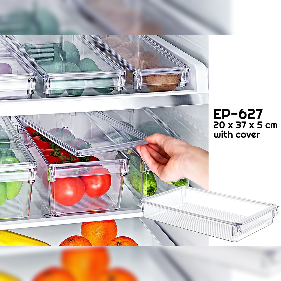 Clear Fridge Organizer with Cover 37 x 20 x 5 cm - Lunaz Shop