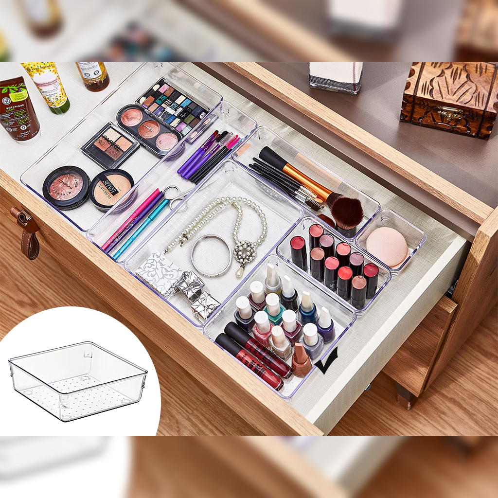 Clear Modular Drawer Organizer 15.4x15.4x5.6 cm - Lunaz Shop
