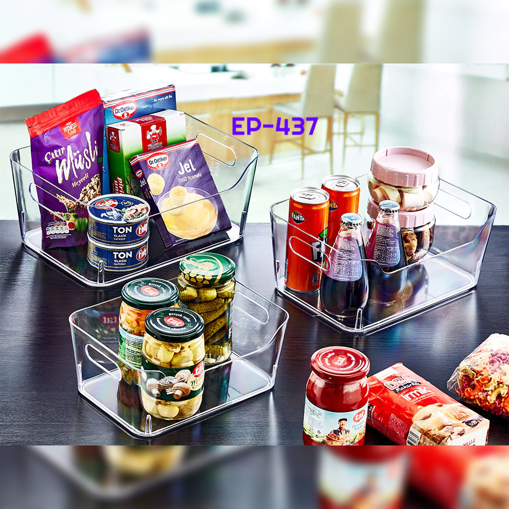 Clear Organizer with Side Handle Holes Large 30x21x12 - Lunaz Shop