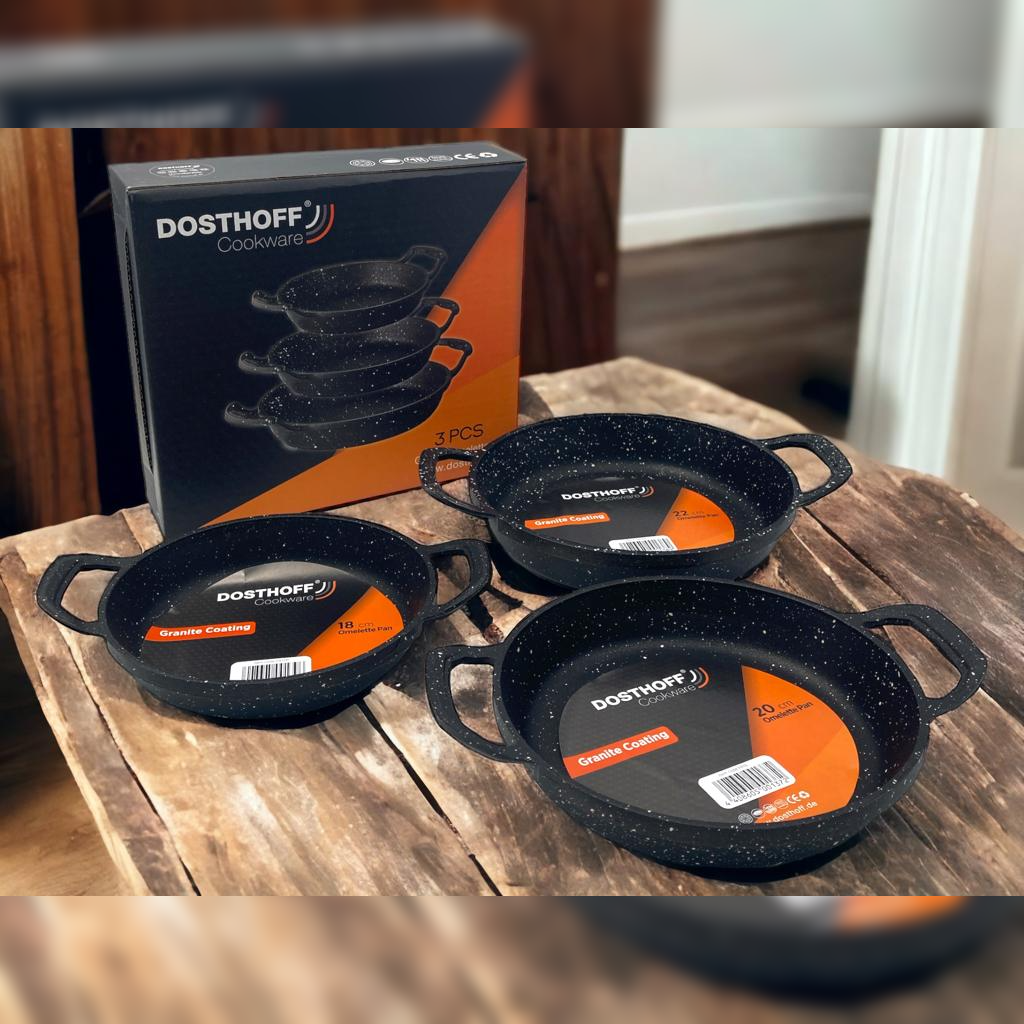 DOSTHOFF CAST ALUMINIUM GRANITE COATED EGG PAN SET OF 3 - Lunaz Shop