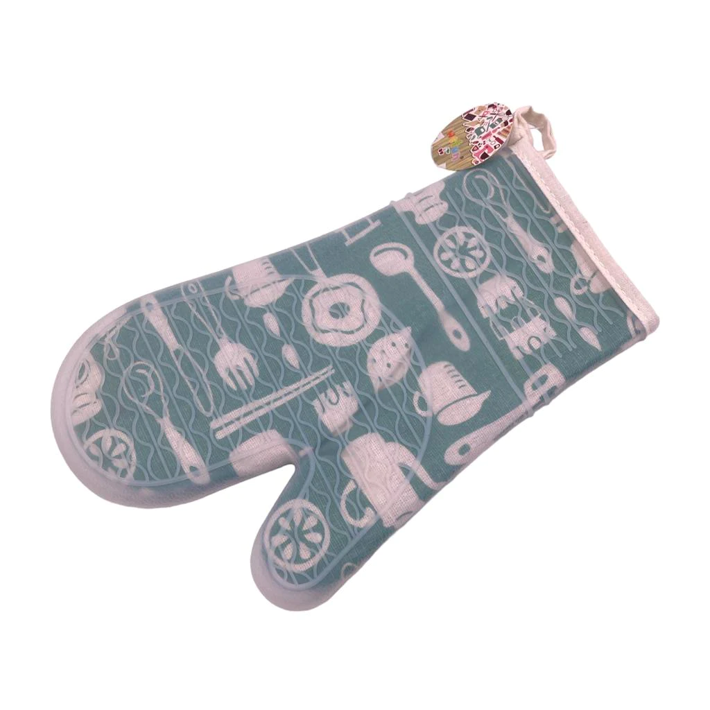 Decorated Silicon Oven Mitt with Thick Inner Lining - Lunaz Shop