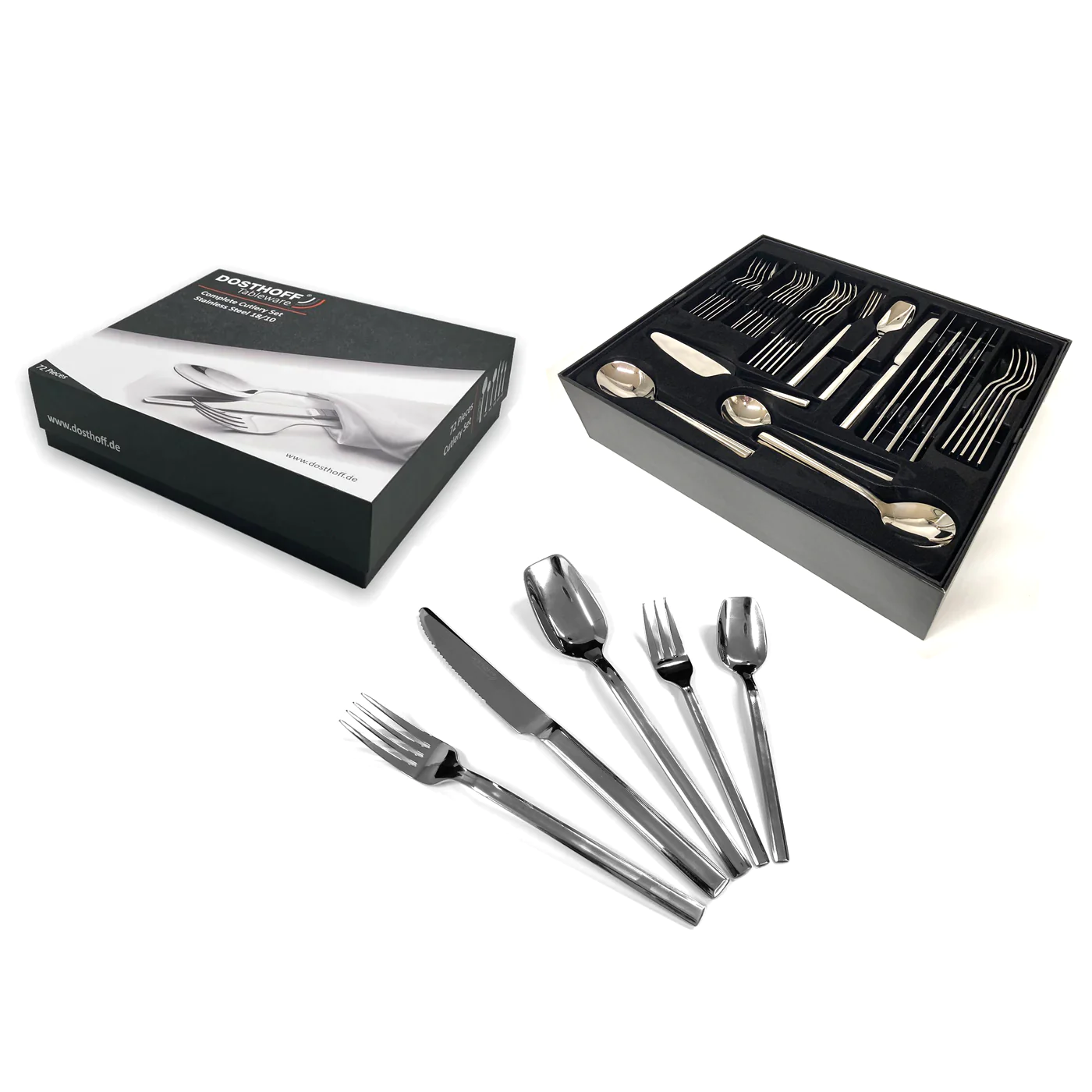 Dosthoff 72 pieces "Cube" Cutlery Set SS 18-10 - Lunaz Shop