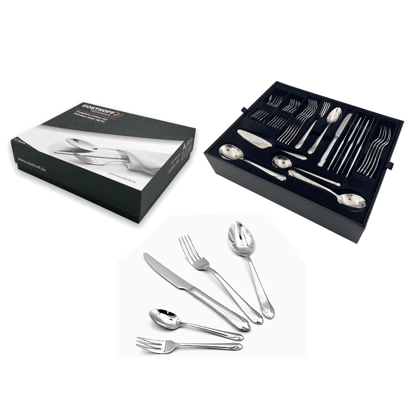 Dosthoff 72 pieces "Emerald" Cutlery Set SS 18-10 - Lunaz Shop
