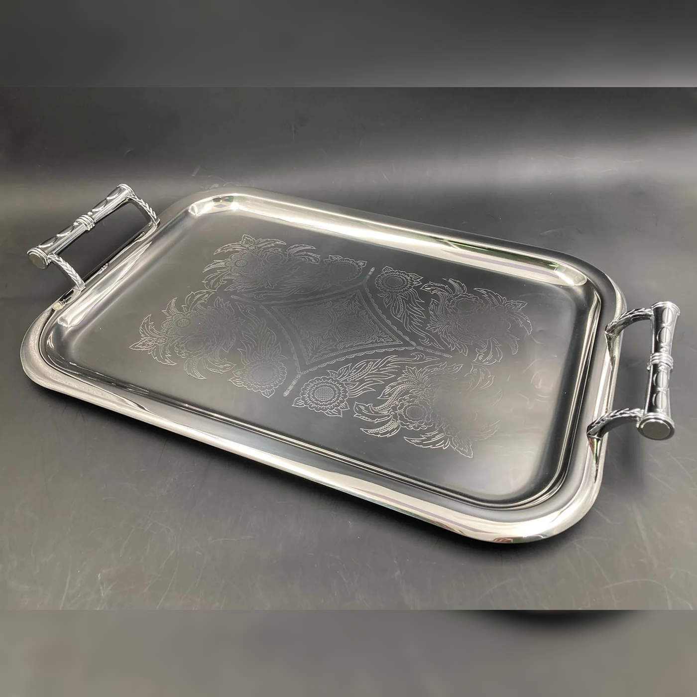 Dosthoff Elegance Engraved Serving Tray Prem SS 18/10 49 cm - Lunaz Shop