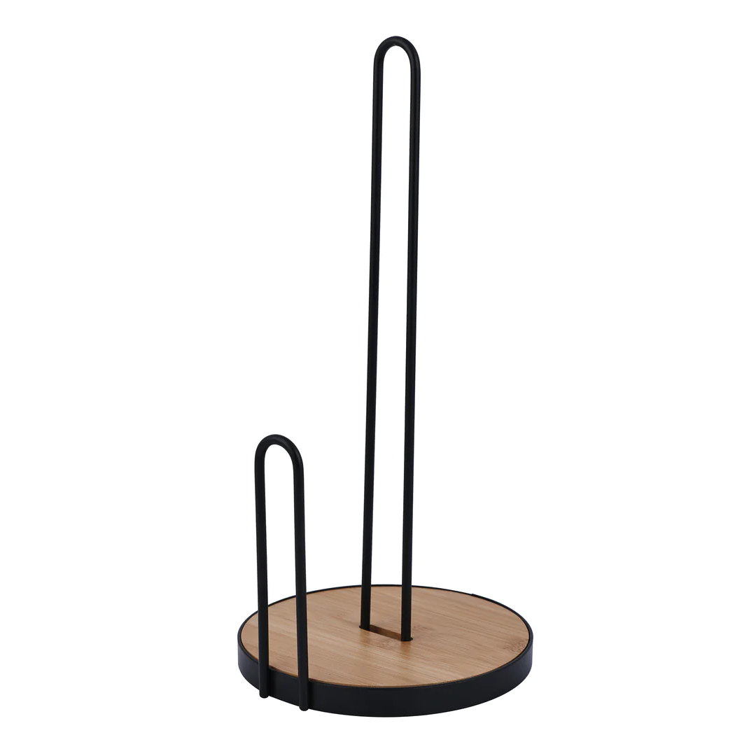 Dosthoff Iron Grid Kitchen Roll Holder w Bamboo Base MB02 - Lunaz Shop