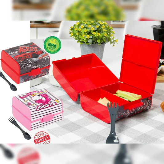 Double Colorful Lunch Box with Spoon - Lunaz Shop