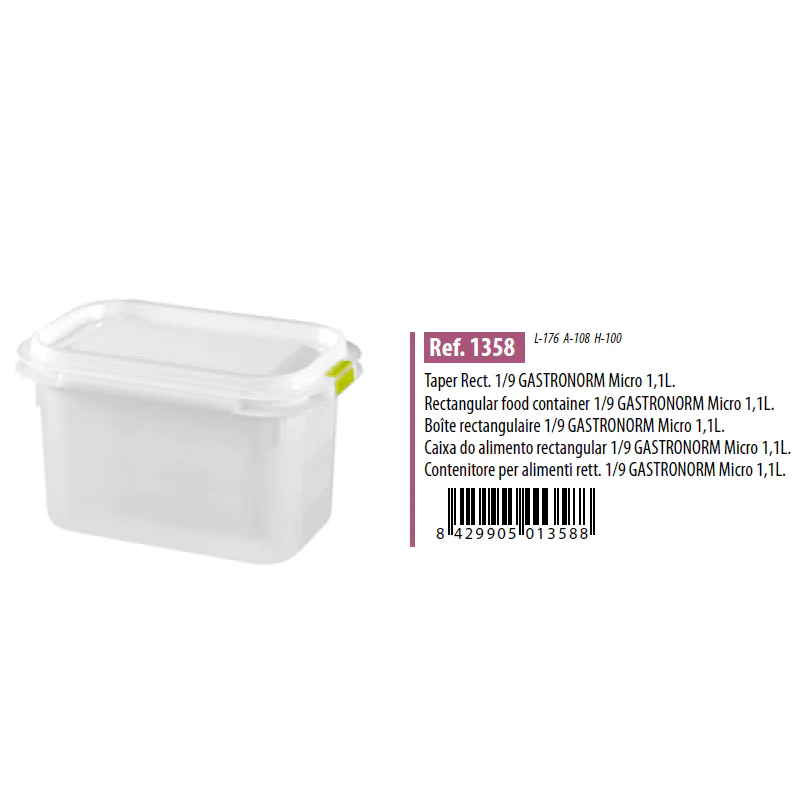 Gastronorm Plastic Storage Container - 1.1 lt - Lunaz Shop