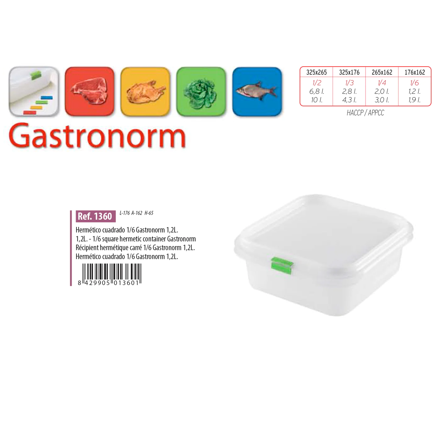 Gastronorm Plastic Storage Container - 1.2 lt - Lunaz Shop