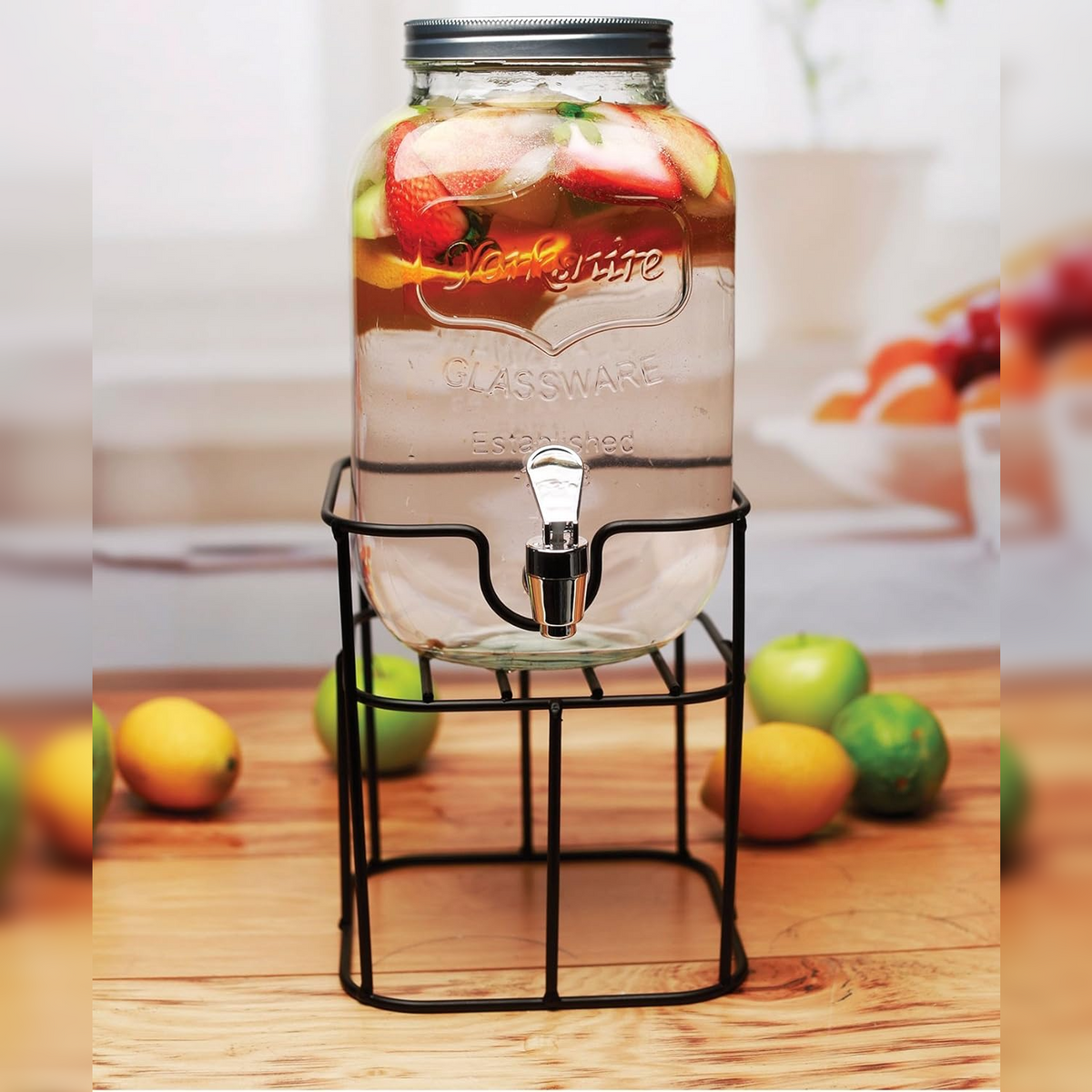 Glass Dispenser 4 L with Metallic Stand - Lunaz Shop