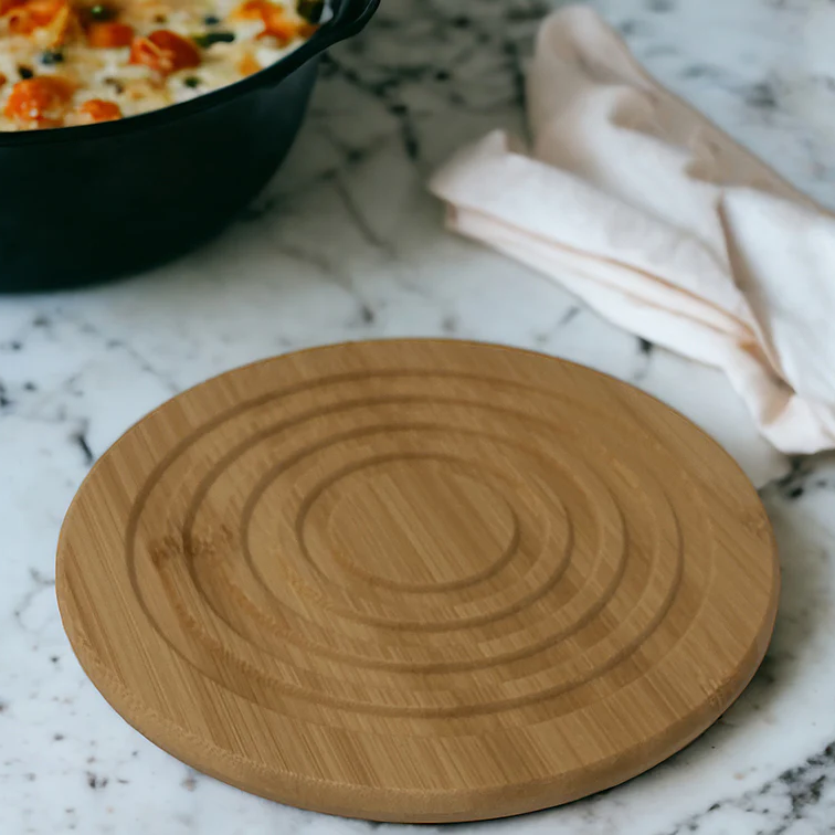 High Quality Round Wooden trivet 19 cm - Lunaz Shop