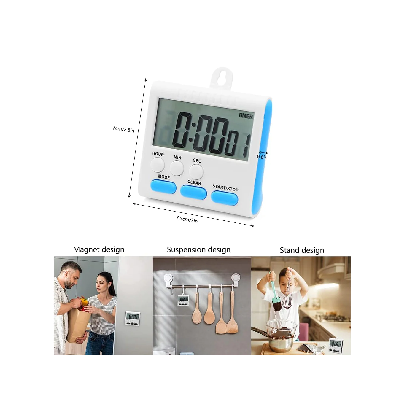 Large Screen Digital Timer with Magnetic Back - Lunaz Shop