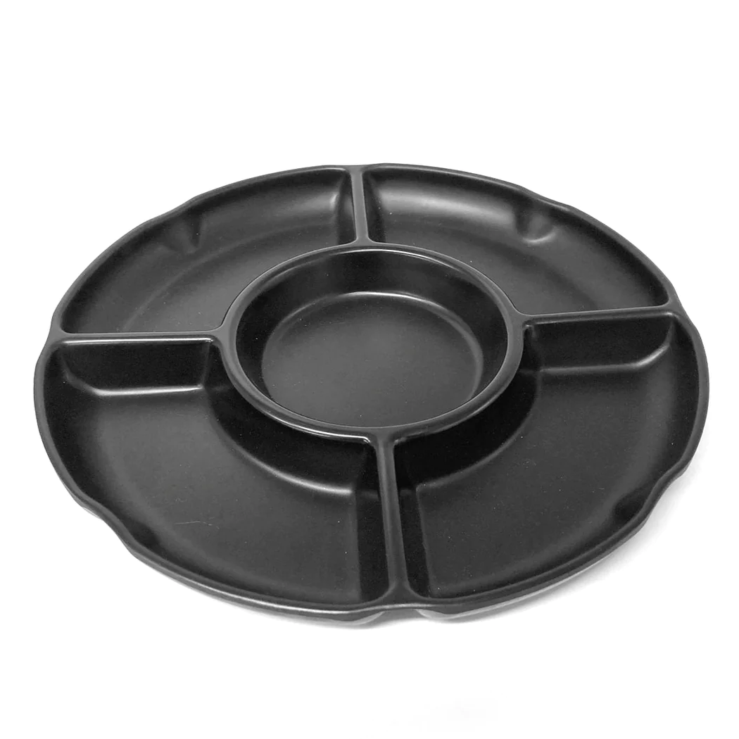 Mat Black Divided melamine Plate 5 Parts