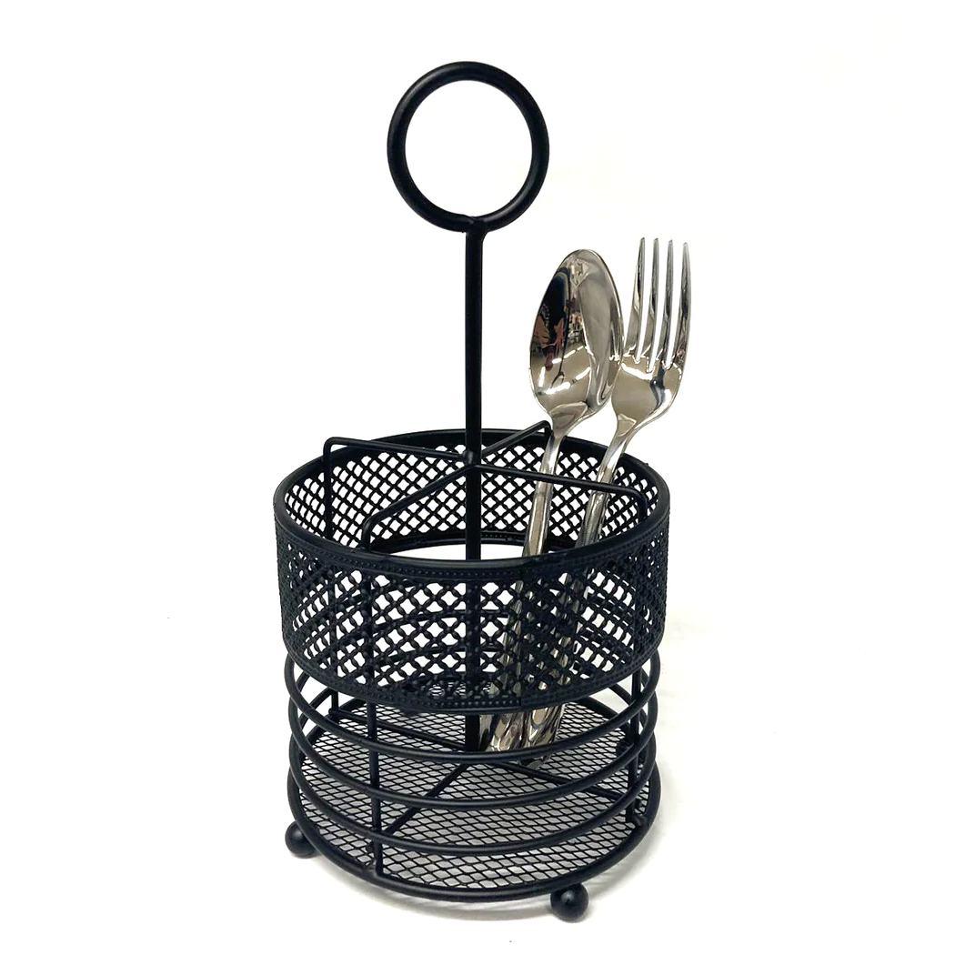 Matt Black Round Iron Cutlery Holder - Lunaz Shop