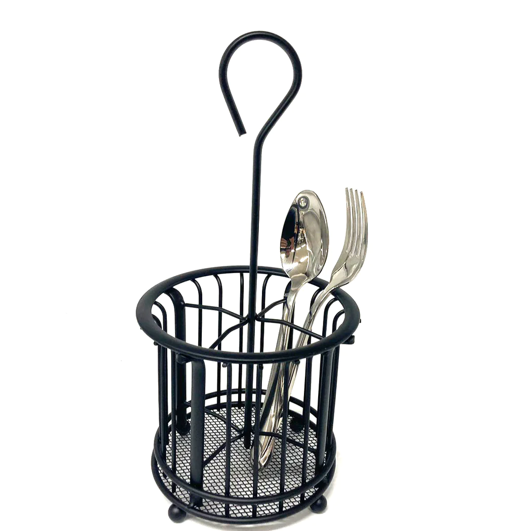 Matt Black Round Iron Cutlery Holder - Lunaz Shop