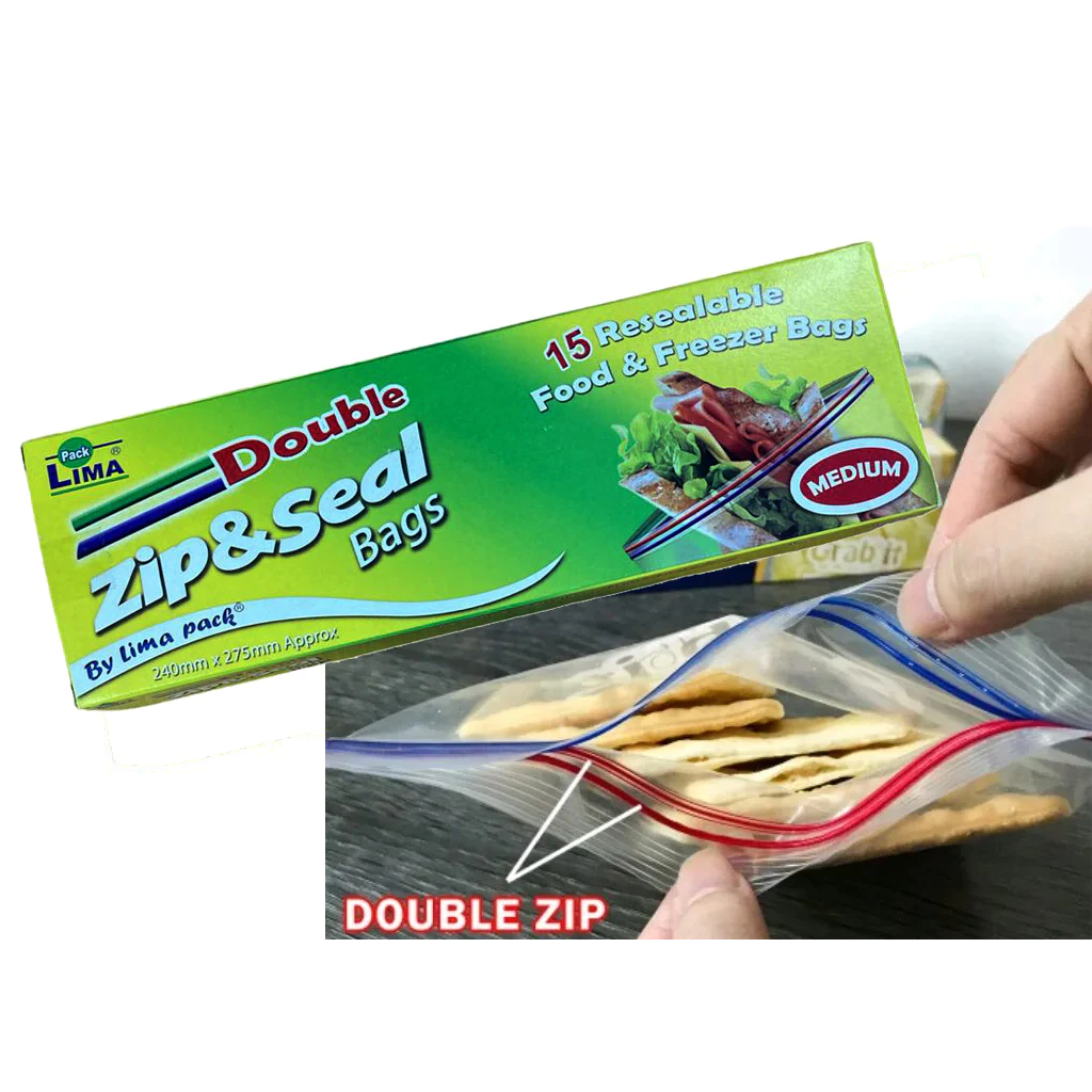 Medium Double Zip & Seal Bags X15 - Lunaz Shop