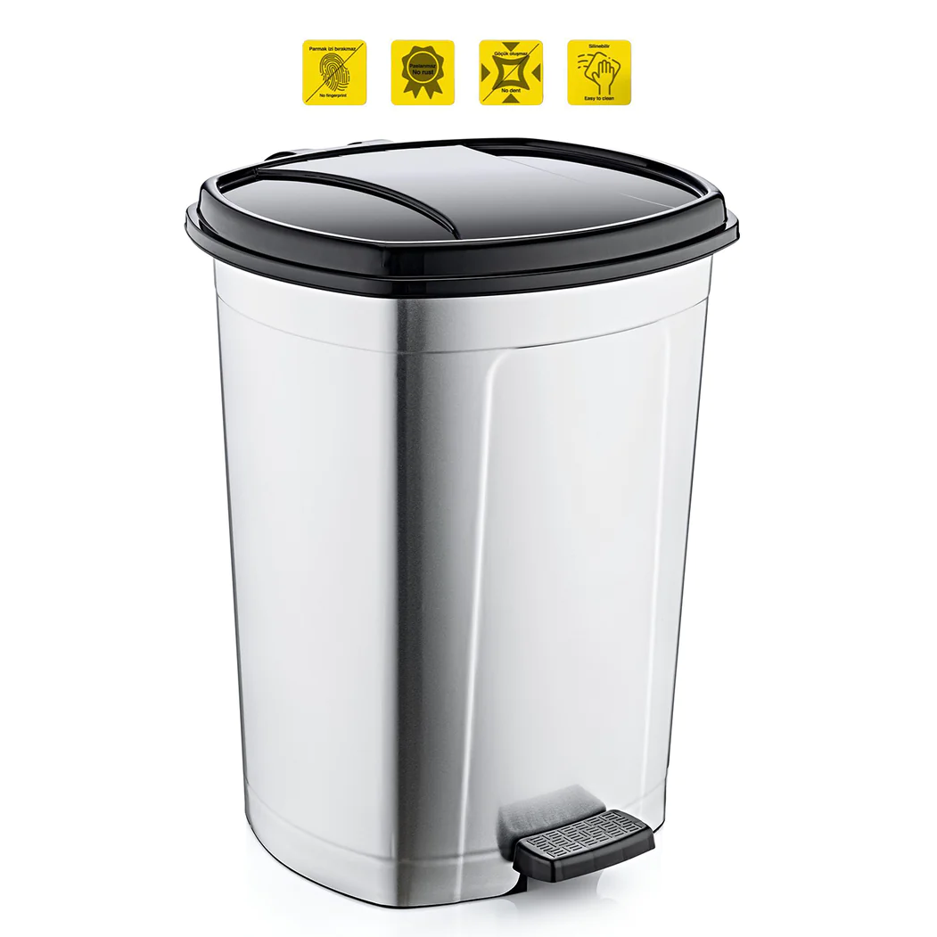 Metallic Color Plastic Pedal Dustbin 50 L - Lunaz Shop