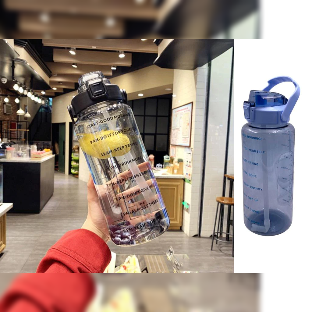 Motivational Water Bottle 2L Transparent Design - Lunaz Shop