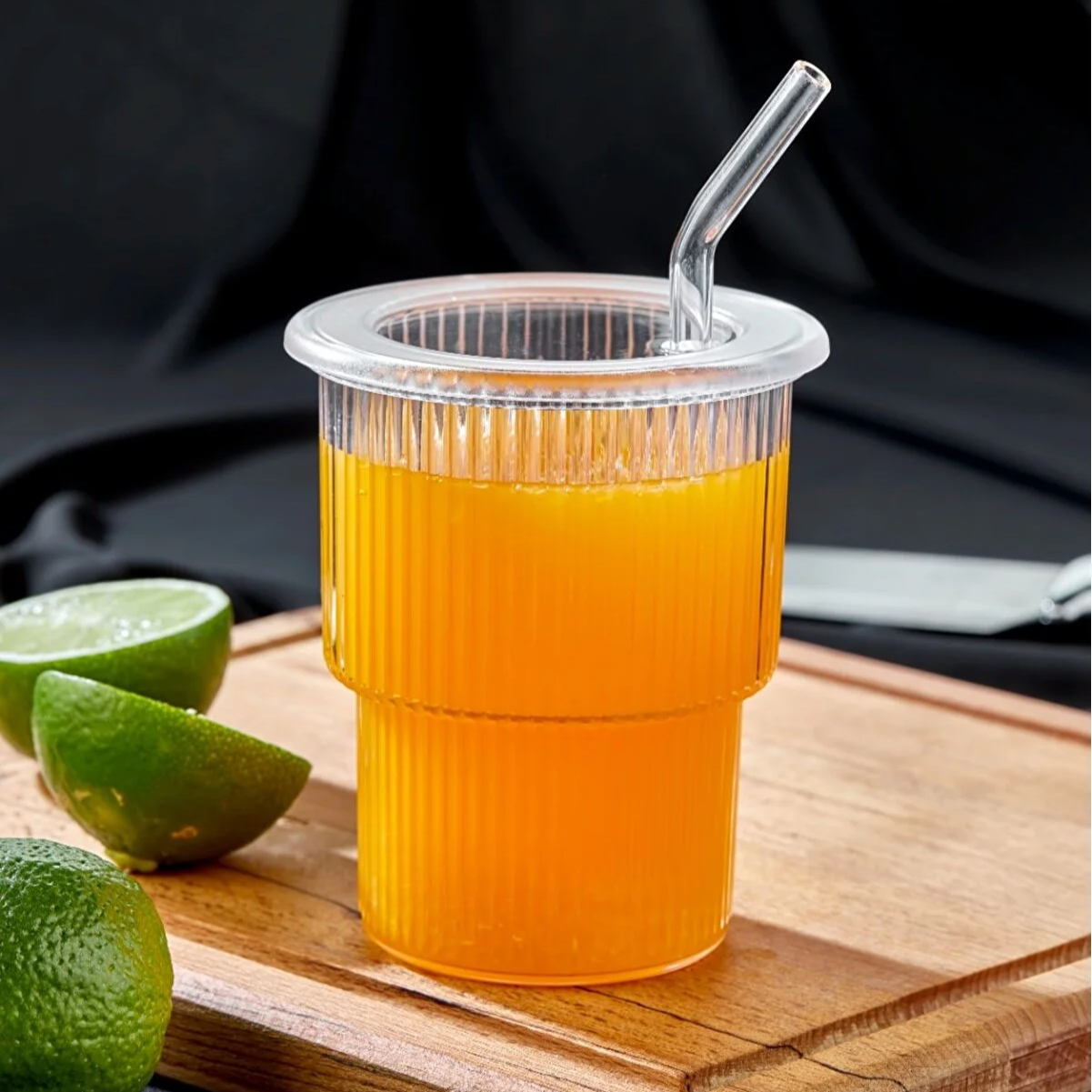 Plastic Cup with Cover and Glass Straw "Origami" - Lunaz Shop