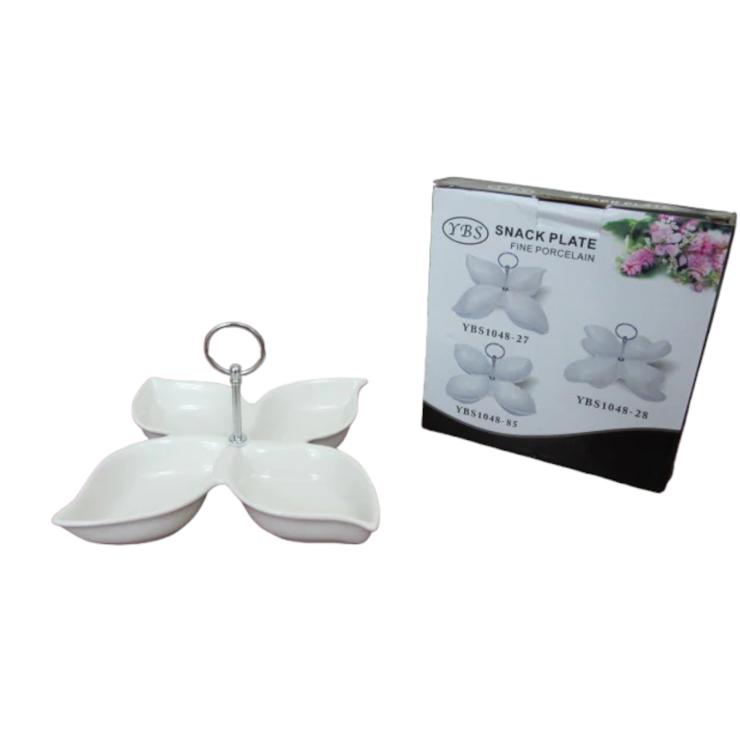 Porcelain Divided Bowl with Metallic Holder - Lunaz Shop