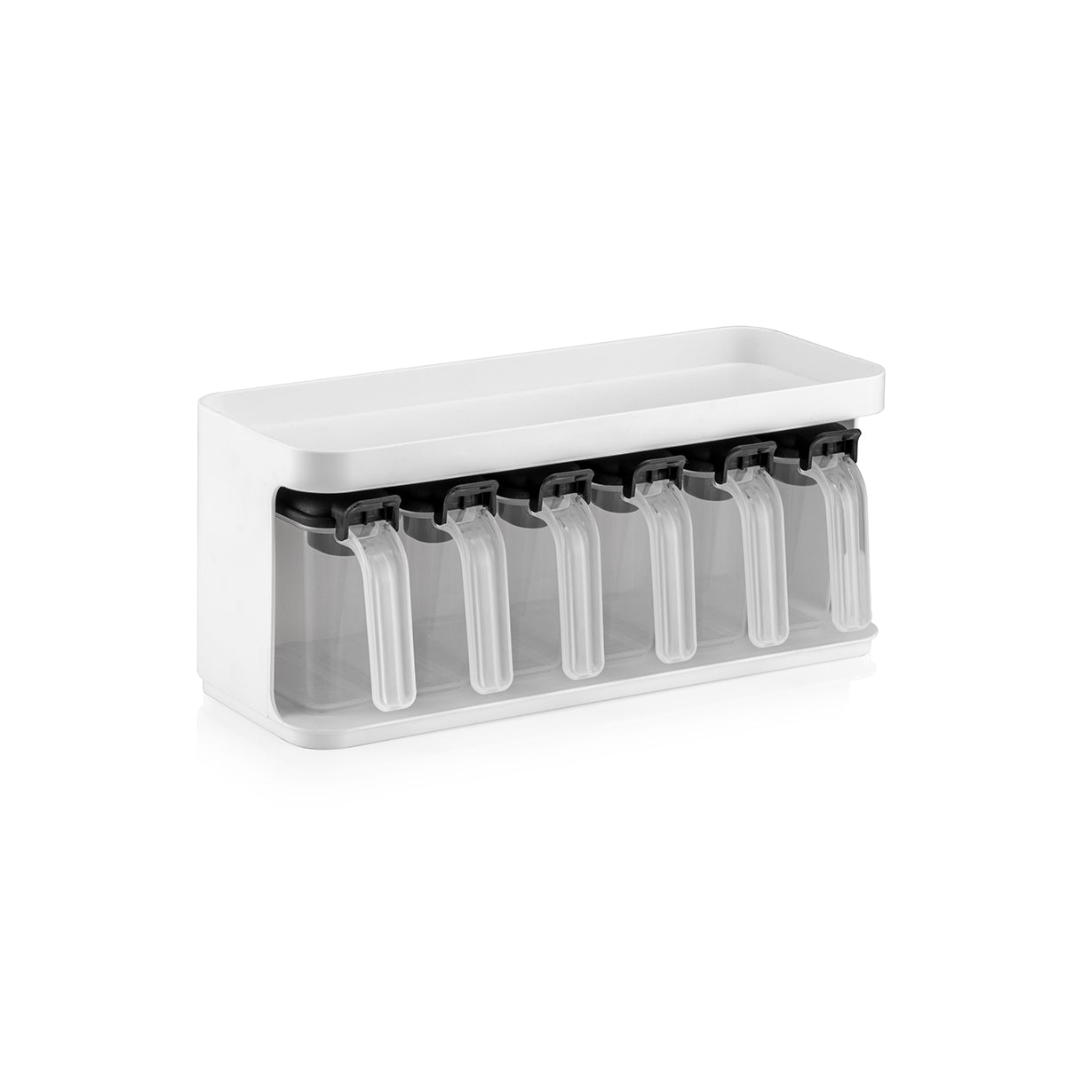 Block Set of 6 slim spice boxes with spoons on stand