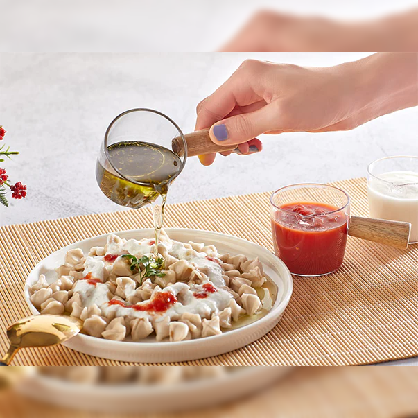 Set of 2 Mini Acrylic Sauce Bowls with Wooden Handle - Lunaz Shop