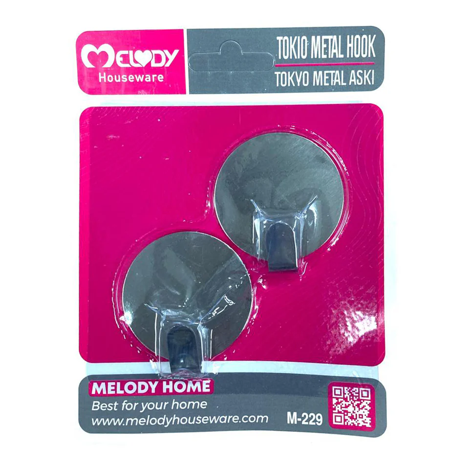 Stainless Steel Adhesive Round Hook X2 - Lunaz Shop