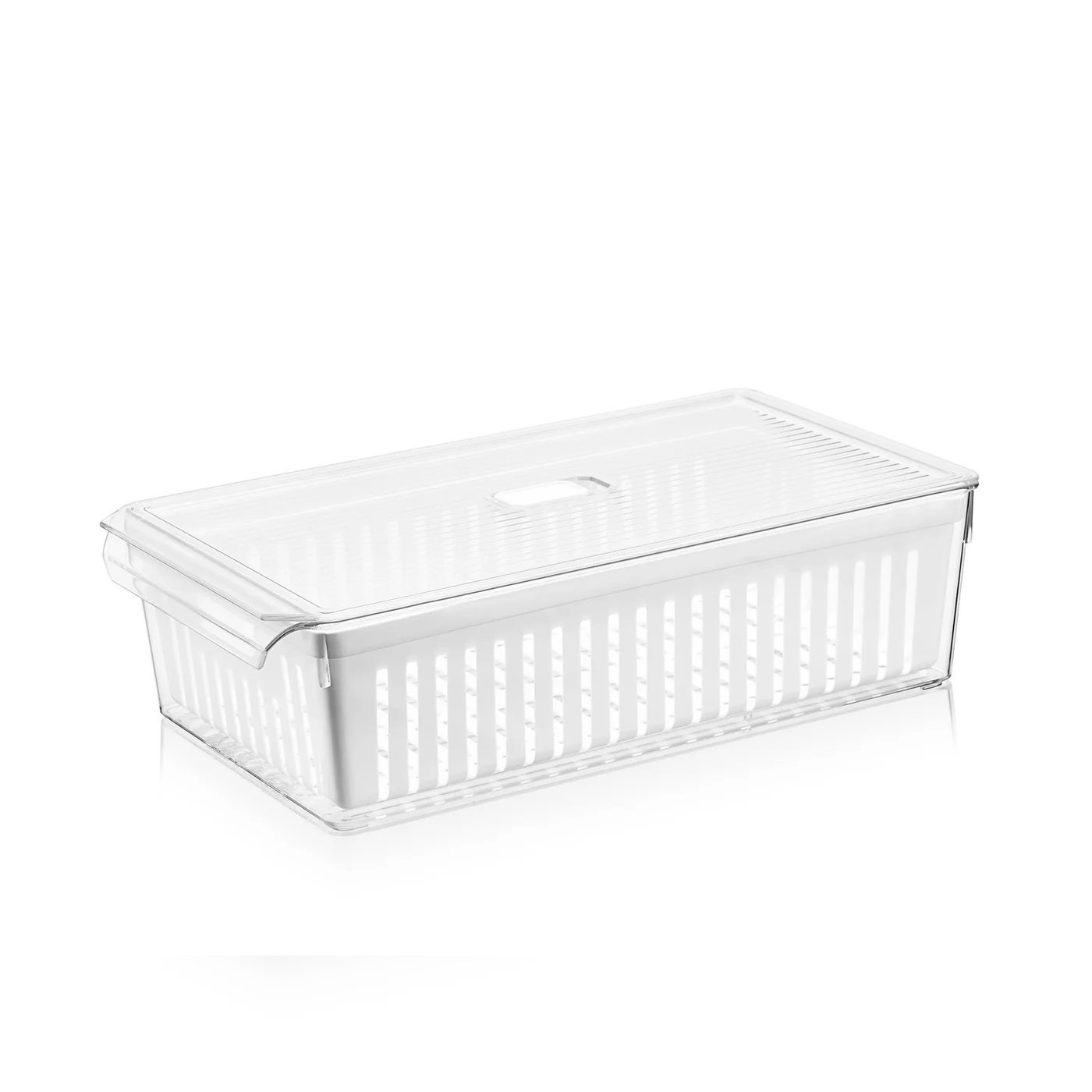 Super Clear Fridge Organizer w Plastic Strainer 37x21x10 - Lunaz Shop