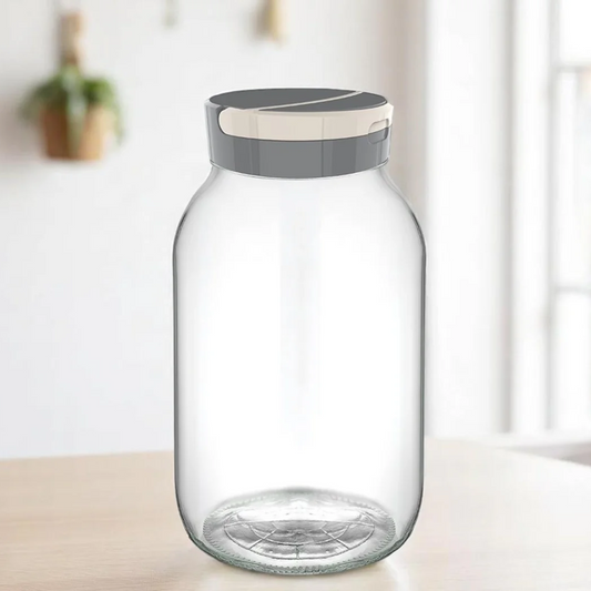 Glass Jar 3L with plastic cover and plastic handle