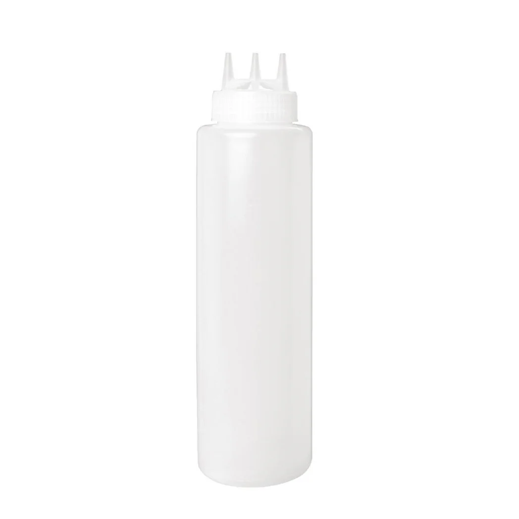 Transparent Triple 3 Nozzle sauce bottle wide mouth - 1L - lunaz shop