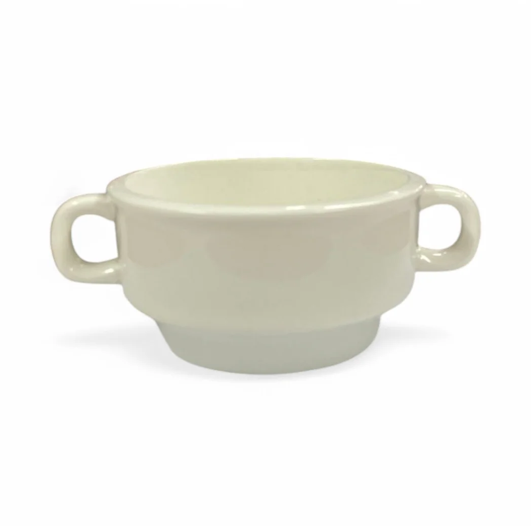 Porcelain bowl with handles full portion