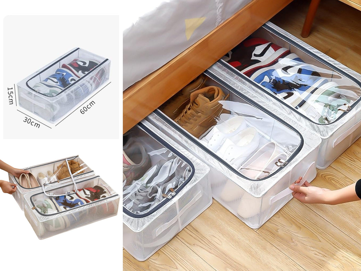 Shoe Organizer Stackable Shoe Storage Box 60x30x15